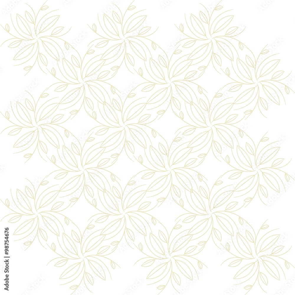 Seamless background, abstract,  beige branches and leaves on a white  background. Design element, vector