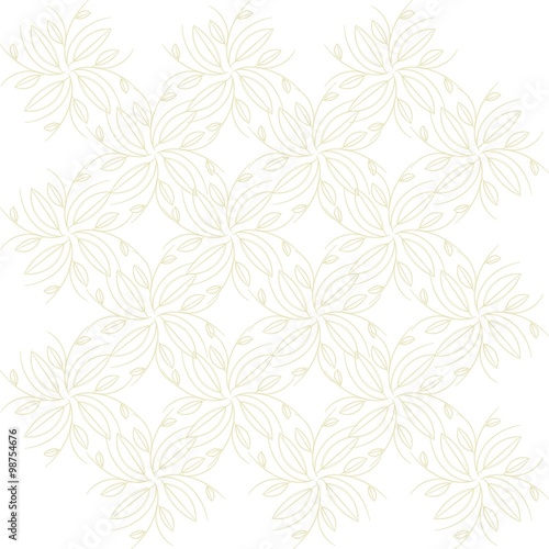 Seamless background, abstract, beige branches and leaves on a white background. Design element, vector