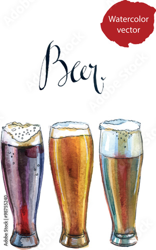 Three glasses with different beers