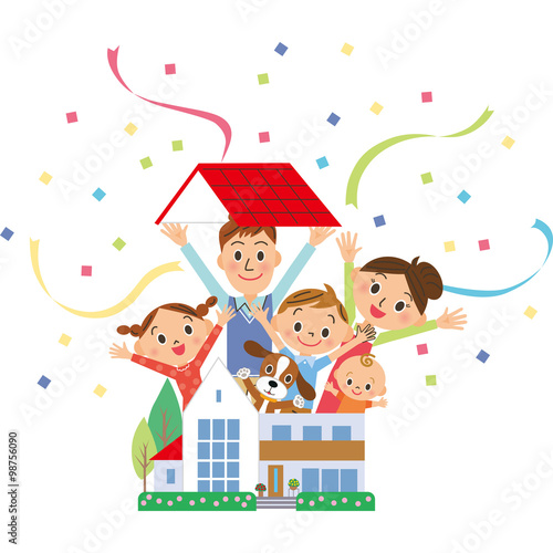 家から飛び出す親子