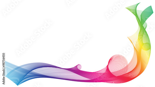 Rainbow ribbon wave on white background. Vector illustration.
