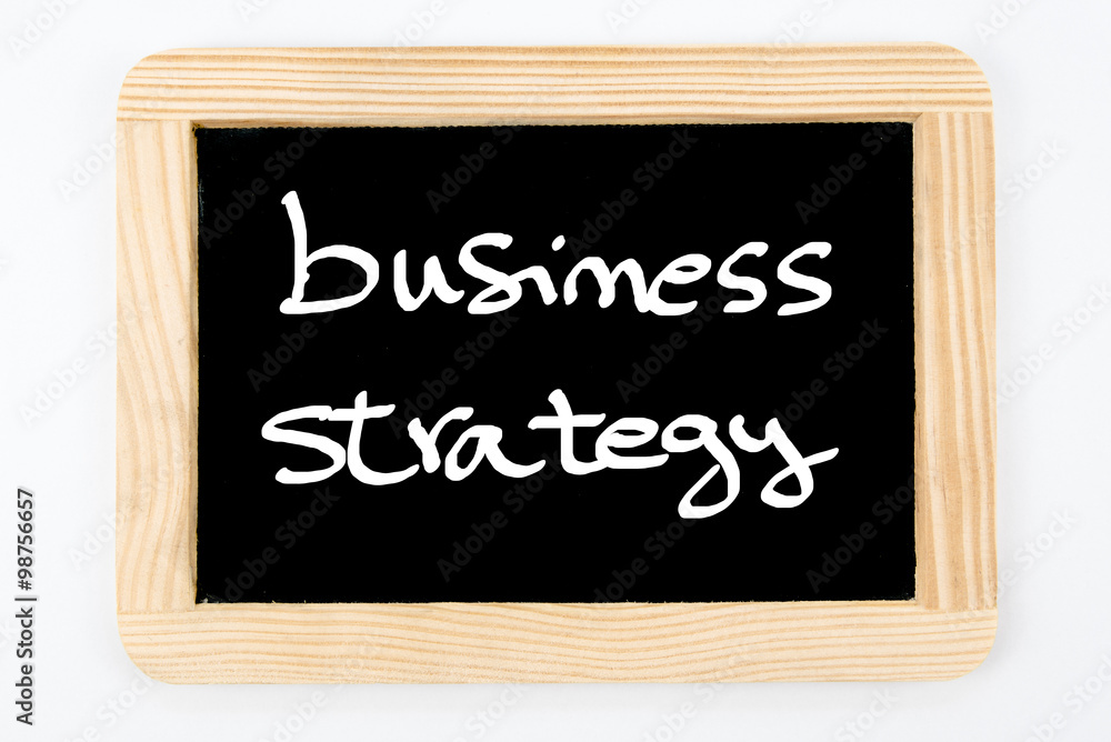 Obraz premium Vintage Chalkboard with wooden frame isolated on white, message Business Strategy
