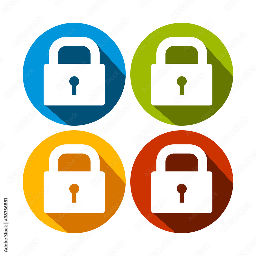 Simple Locked Padlock Circle Icon Set Simple Locked Padlock Circle Icon Set