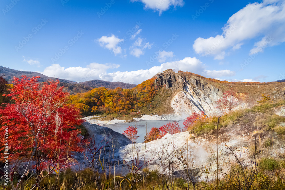 Fototapeta premium autumn at Jigokudani hell valley, Hokkaido, Japan
