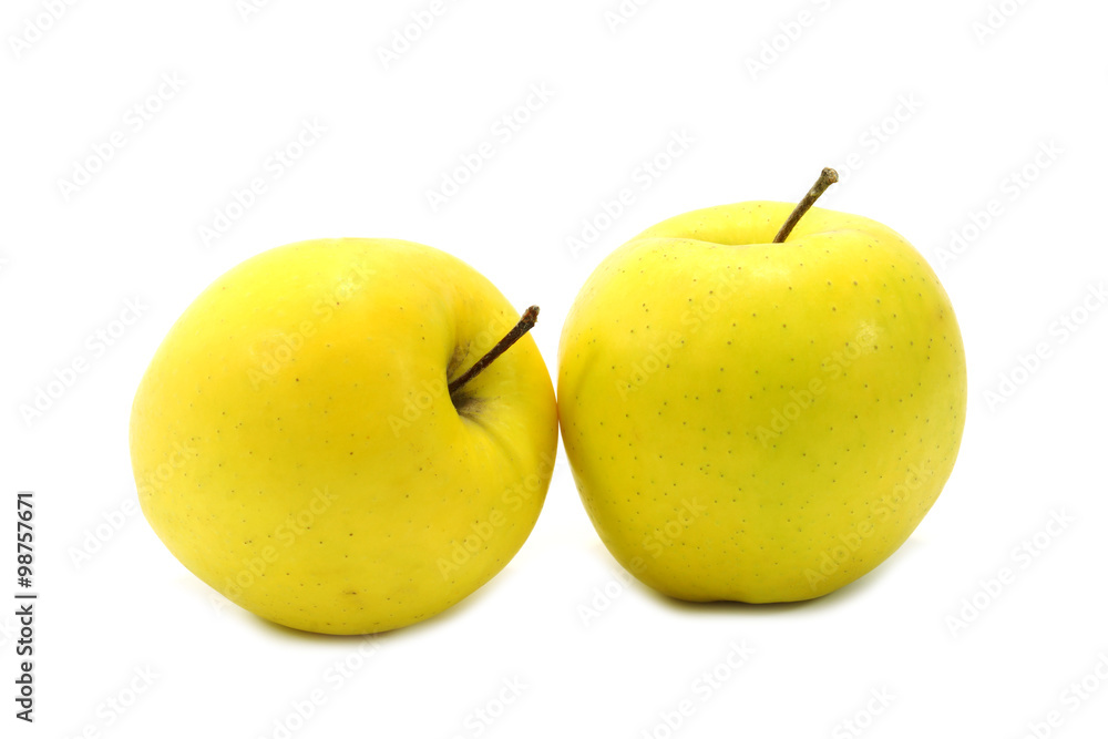 Yellow apple on white background. Yellow apple on white background.