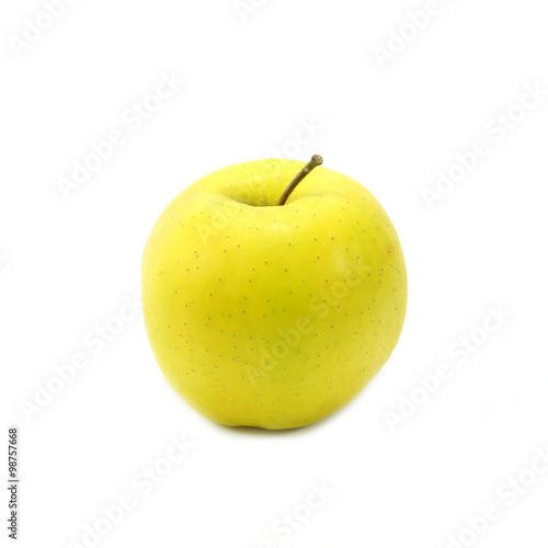 Yellow apple on white background.