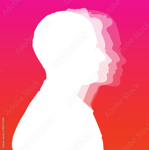 Silhouette of head, face in profile
