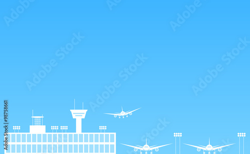 空港　ブルー背景