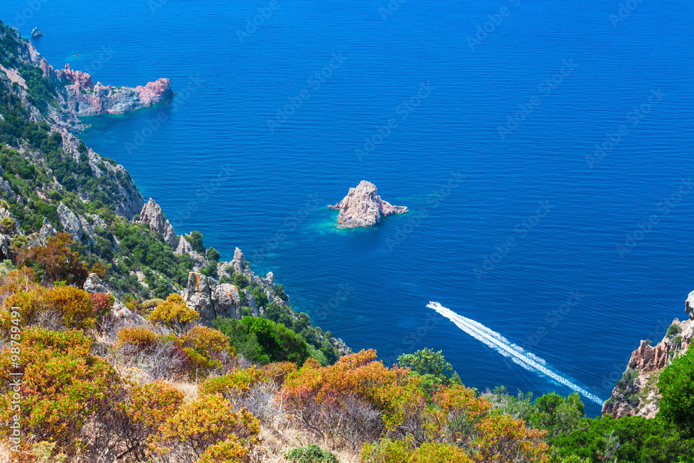 Coastal landscape of South Corsica. Piana region