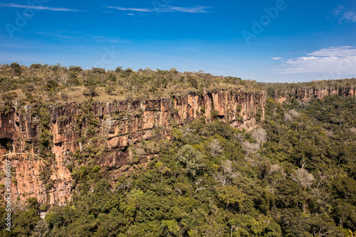 View of cliffs of Chapada dos Guimaraes - Mato Grosso - Brazil