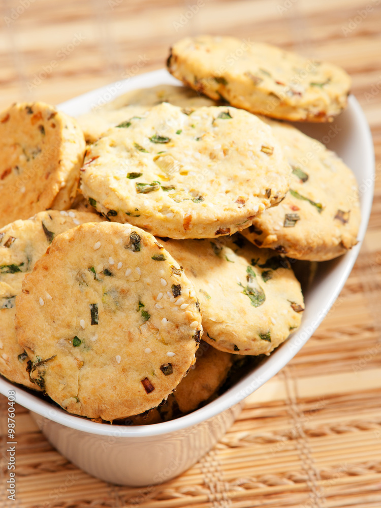 Salty cookies with herbs