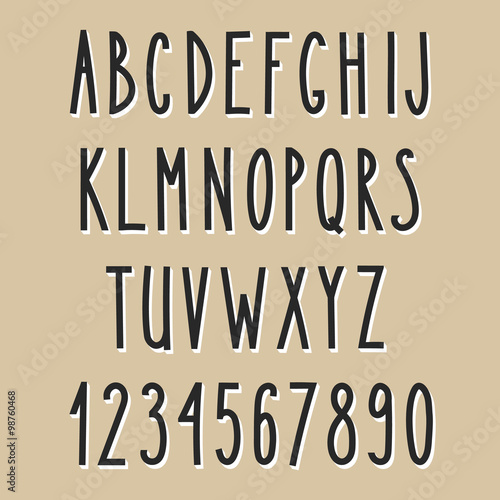 Hand drawn narrow alphabet