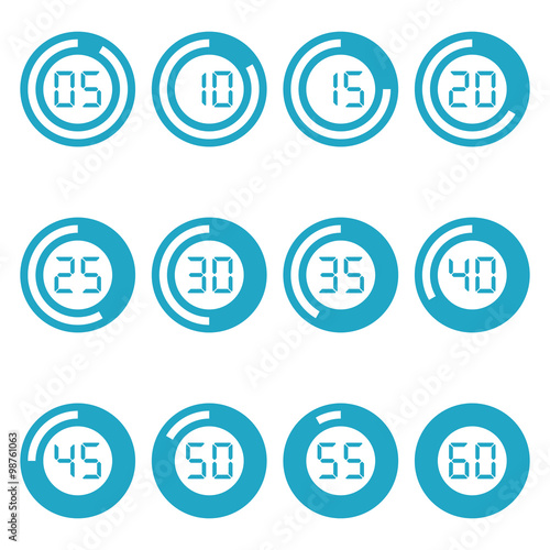 Set of timer icon, blue