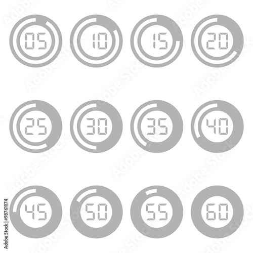 Set of timer icon, gray