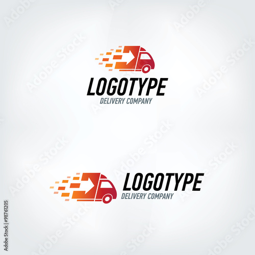 Delivery company logo. Rocket logotype. Fast delivery car.