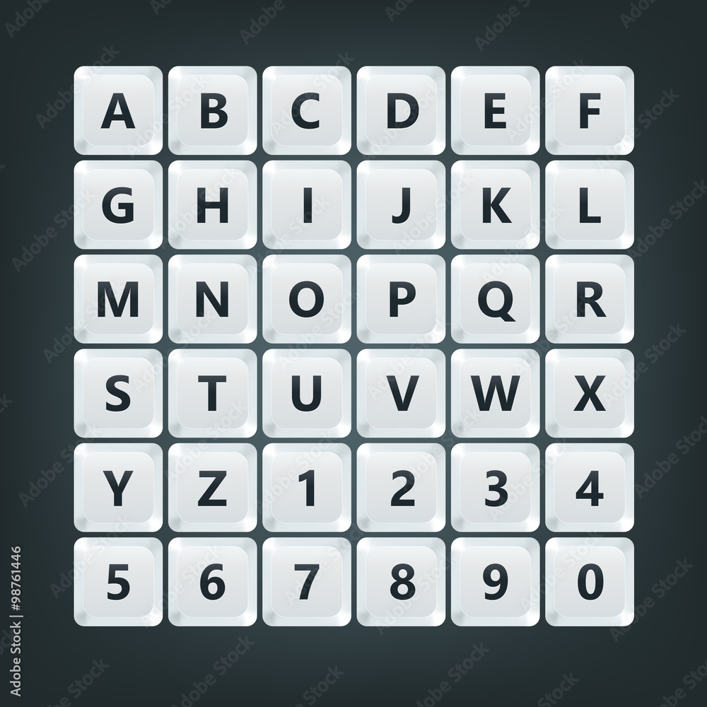 Keyboard buttons alphabet Keyboard buttons alphabet