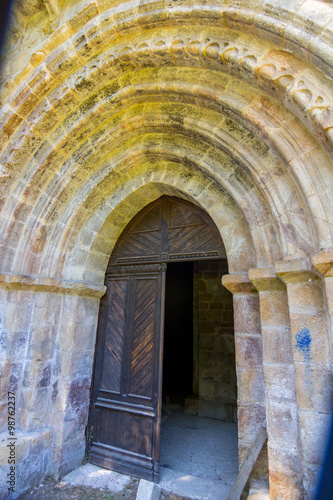 Old wooden door in a church