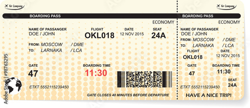 Pattern of airline boarding pass ticket