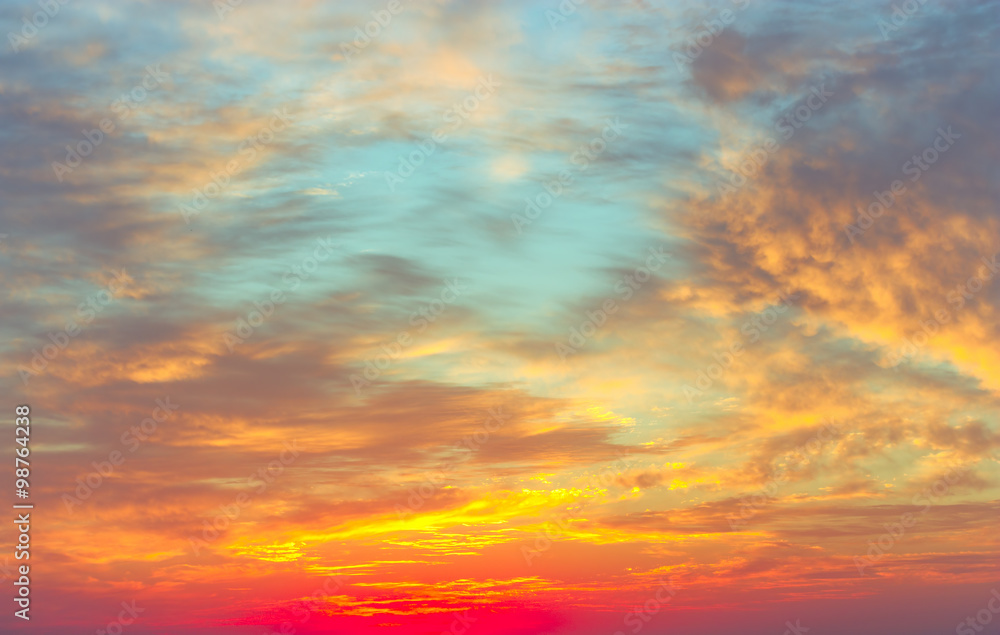 Beautiful sunset, light majestic clouds