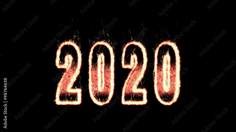 2020 plasma text from fire isolated in black 2020 plasma text from fire isolated in black