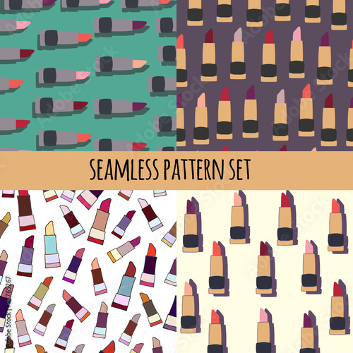 Wallpaper Mural Seamless patterns with flat lipsticks set Torontodigital.ca