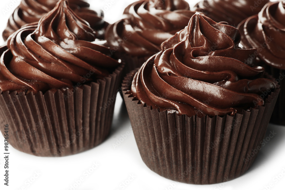 Chocolate cupcakes closeup Chocolate cupcakes closeup