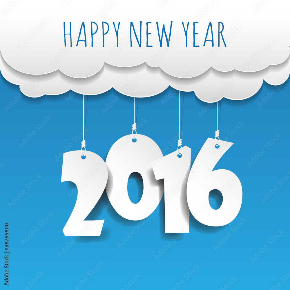 Happy new year 2016 cloud and sky background .Vector/illustratio Happy new year 2016 cloud and sky background .Vector/illustratio