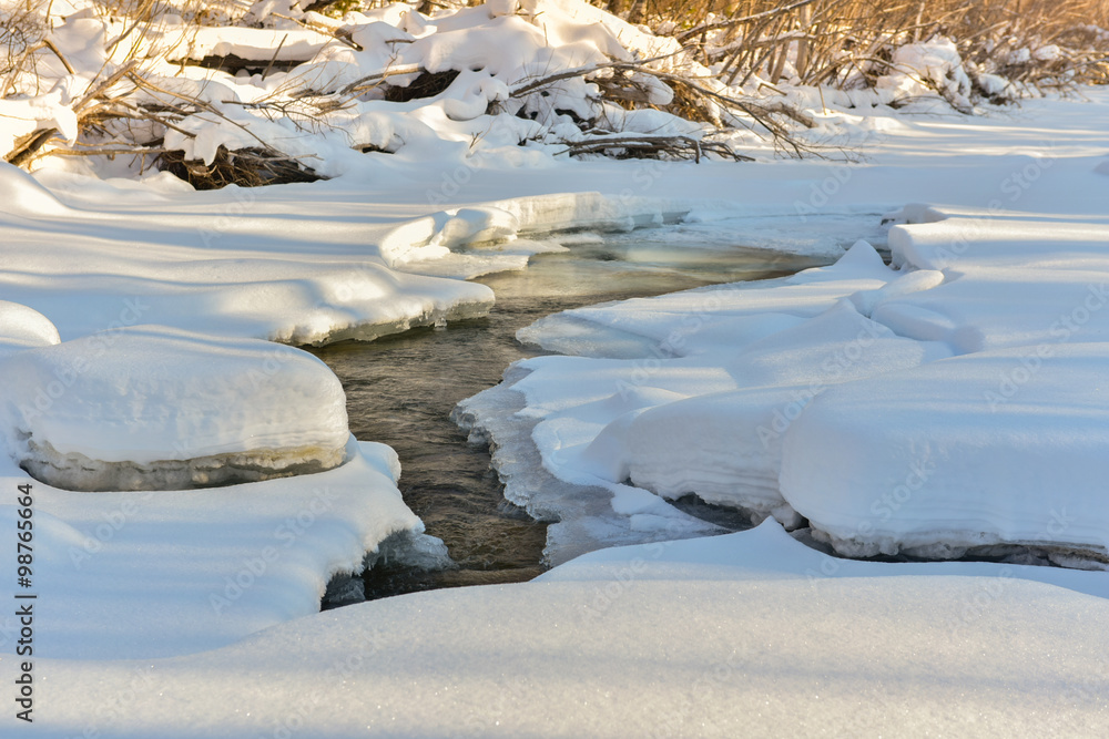 Fototapeta premium River/Photo of a mountain river in the snow...