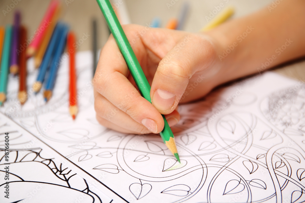 Adult antistress colouring book with pencils Adult antistress colouring book with pencils