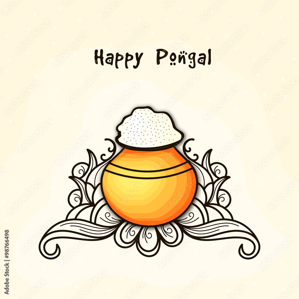 Traditional mud pot for Happy Pongal celebration. Traditional mud pot for Happy Pongal celebration.