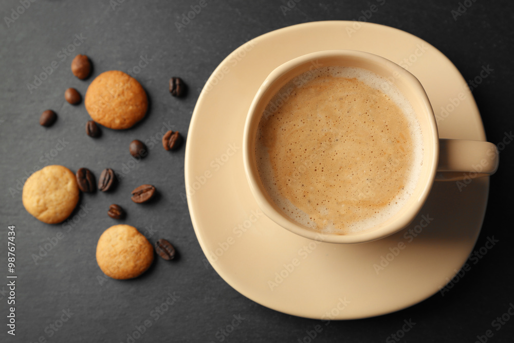 Cup of coffee on gray background Cup of coffee on gray background