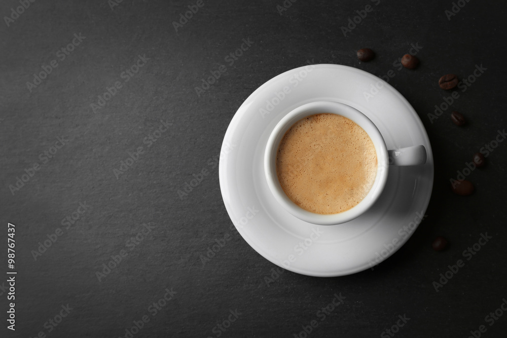 Cup of coffee on gray background Cup of coffee on gray background