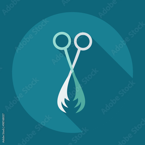 Flat modern design with shadow icons thinning scissors