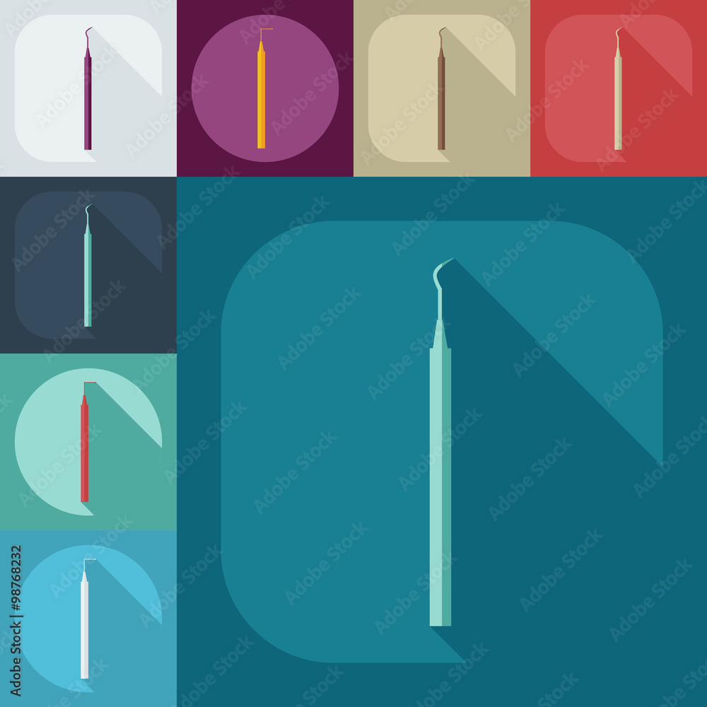 Flat modern design with shadow Dental elevator Flat modern design with shadow Dental elevator