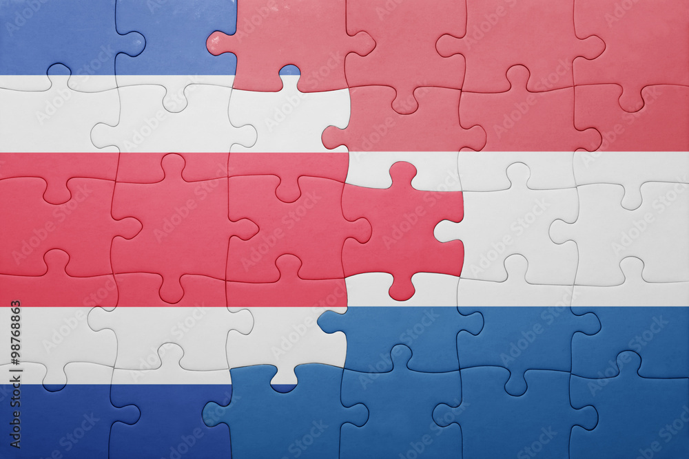 puzzle with the national flag of netherlands and costa rica puzzle with the national flag of netherlands and costa rica