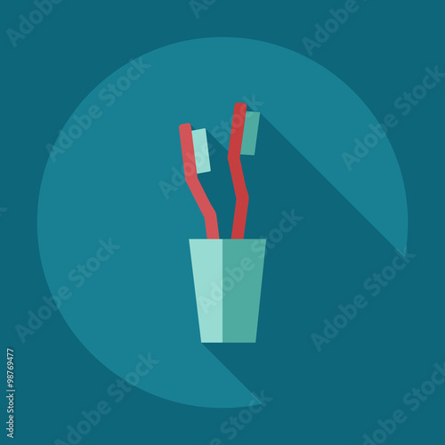 Flat modern design with shadow icons toothbrush