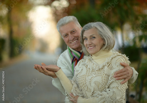 beautiful elderly couple outdoor
