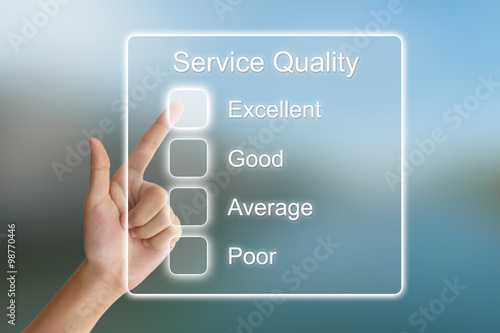 hand pushing service quality on virtual screen