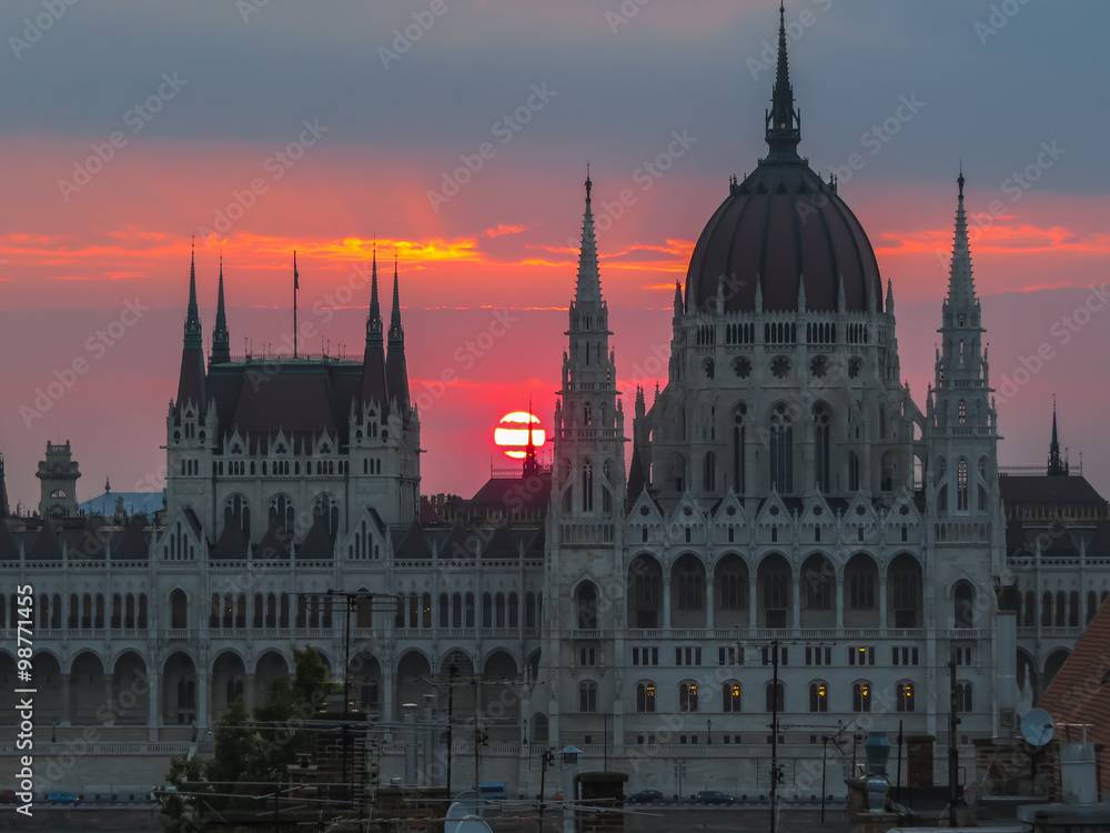 Parliament Building and roofs of Budapest