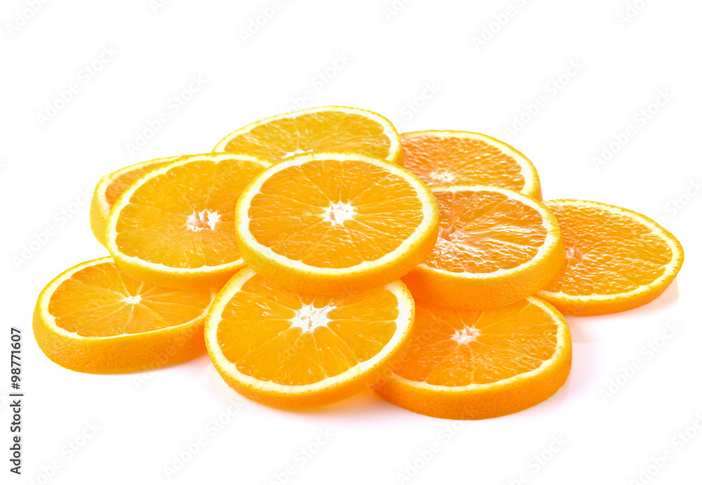 Sliced Orange fruit on white background Sliced Orange fruit on white background