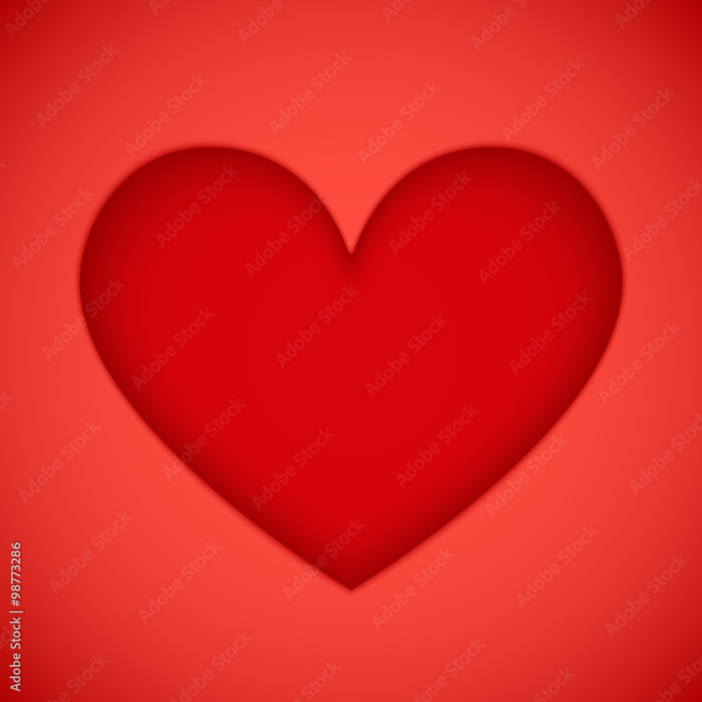 Bright red plastic vector cutout heart