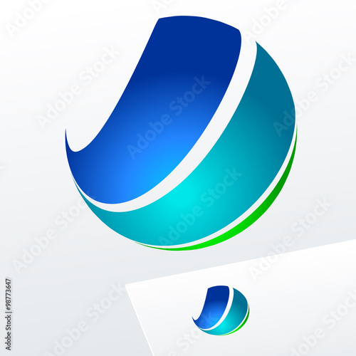 Abstract vector sign in sphere shape. Logotype for Business, Technology, Corporation.