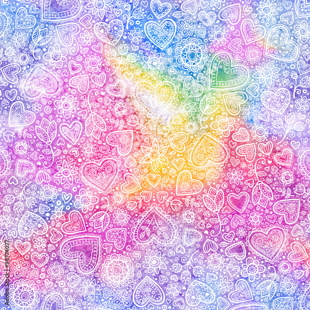 Obraz premium Valentine's day watercolor hearts background