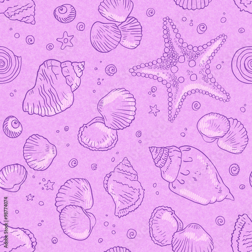 Pink seamless seashells pattern