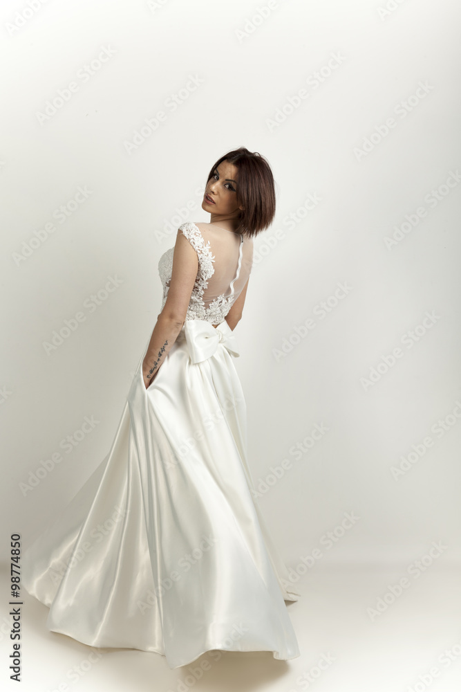 bride on white background