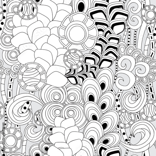 stock vector seamless doodle pattern. black and white
