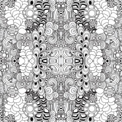 stock vector seamless doodle pattern. black and white