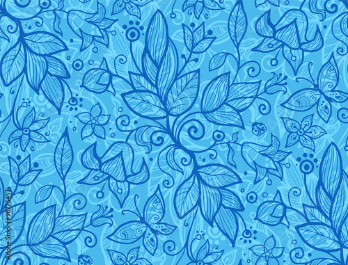 Abstract ornate shining flower seamless pattern