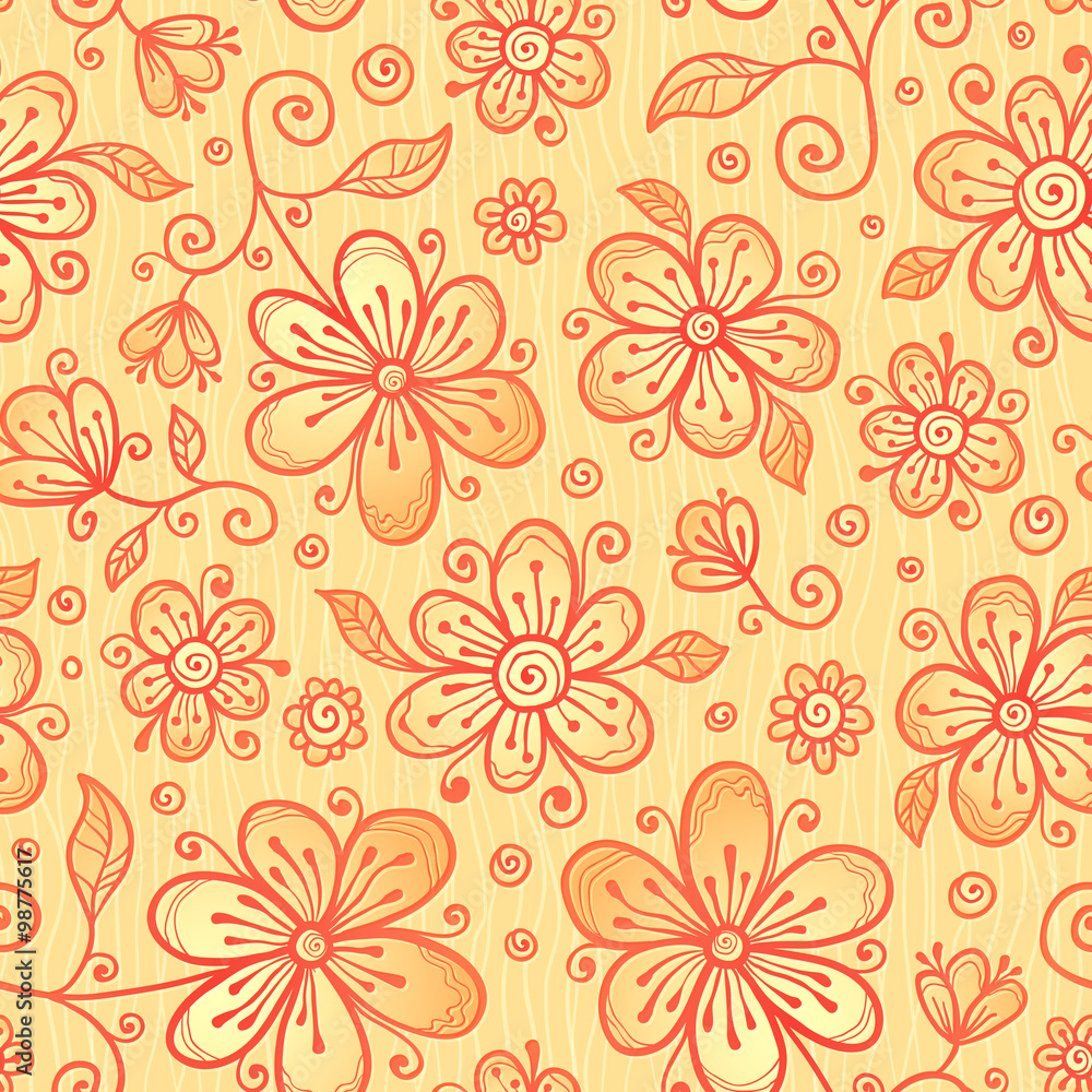 Ornate vector doodle flowers background Ornate vector doodle flowers background