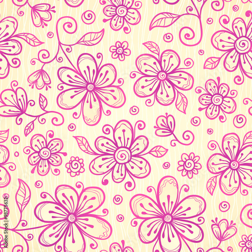 Ornate vector doodle flowers background